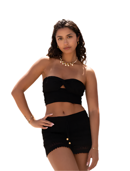 Crochet Tie Waist Mini Skirt