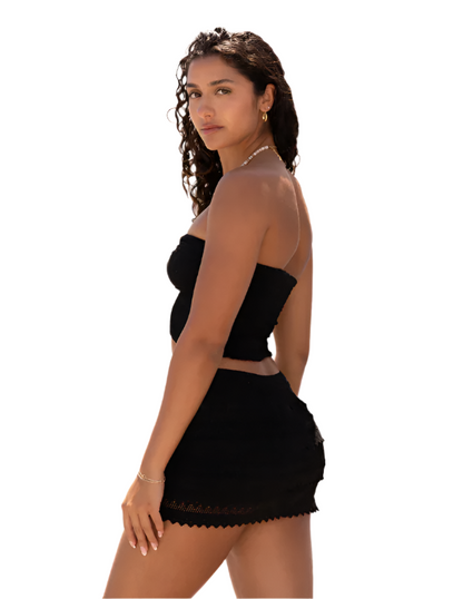 Crochet Tie Waist Mini Skirt