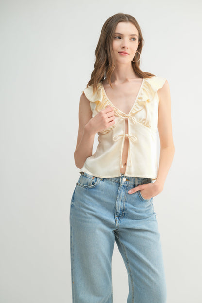 Ruffle Tie Front Top
