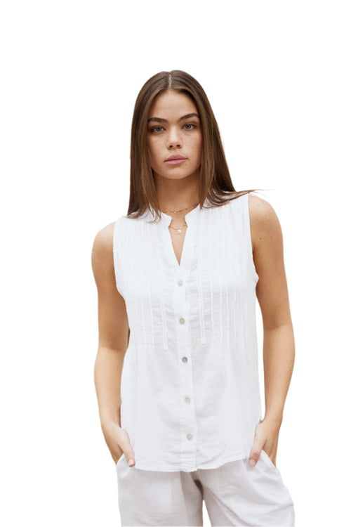 Pleated Sleeveless Shirt