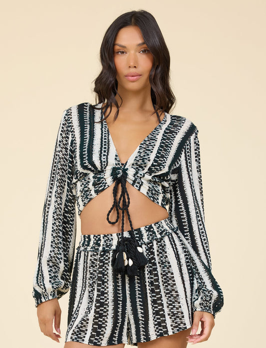 Geometric Stripe Long Sleve Top