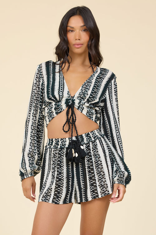 Geometric Stripe Lurex Shorts