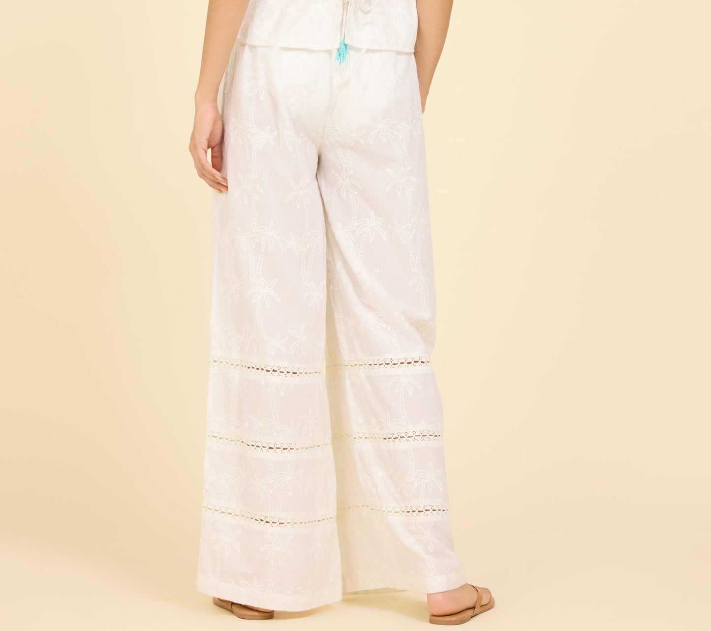 Eyelet Wide Leg Pant