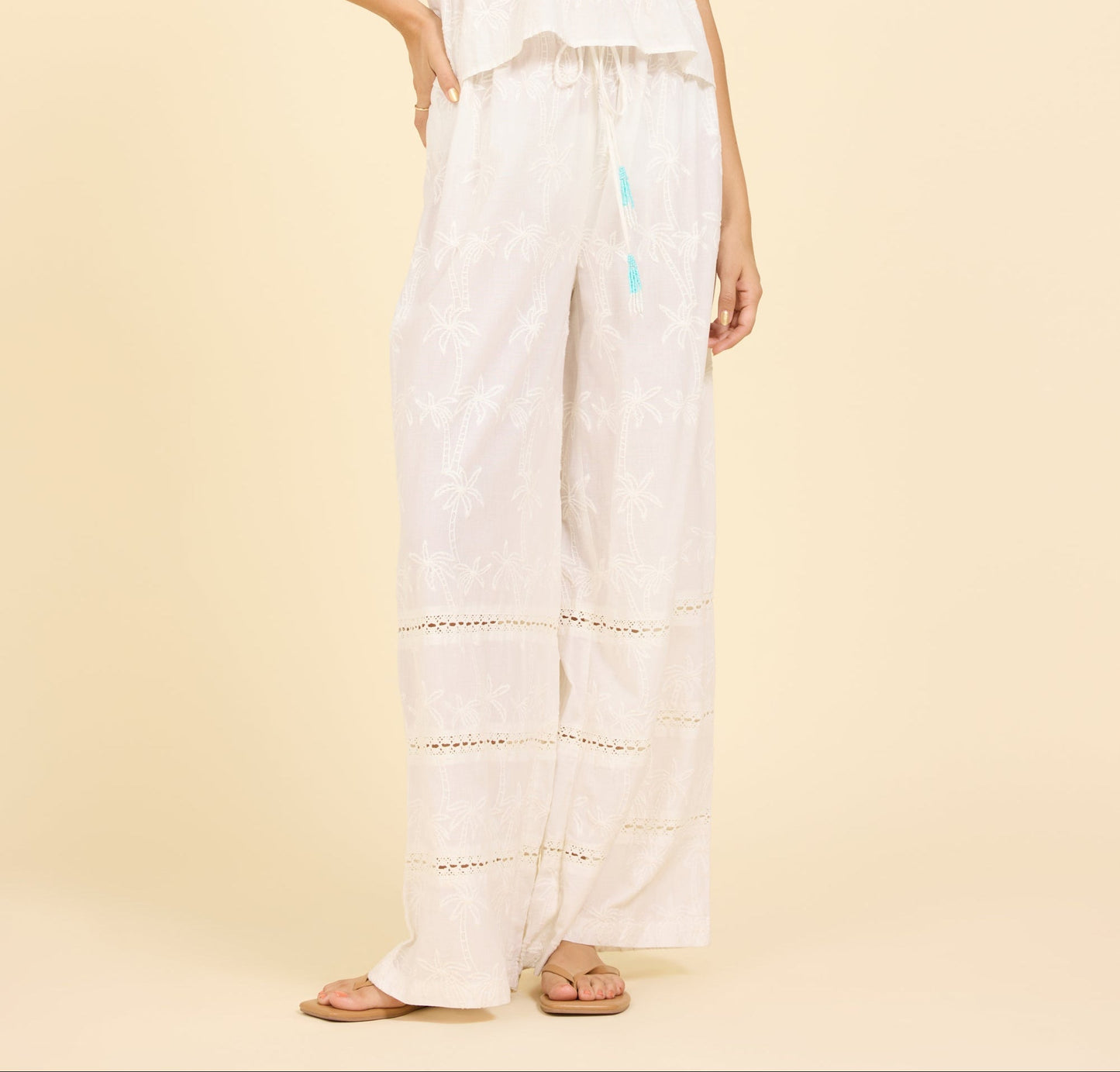 Eyelet Wide Leg Pant