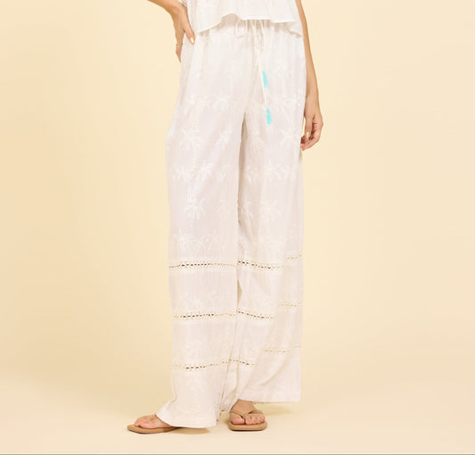 Eyelet Wide Leg Pant