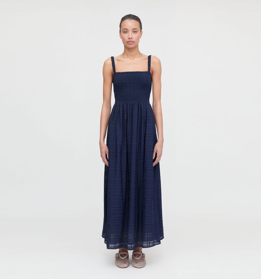 The Anita Nap Dress - Navy Sheer Plaid