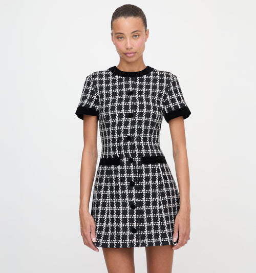 The Allegra Dress - Black and White Tweed