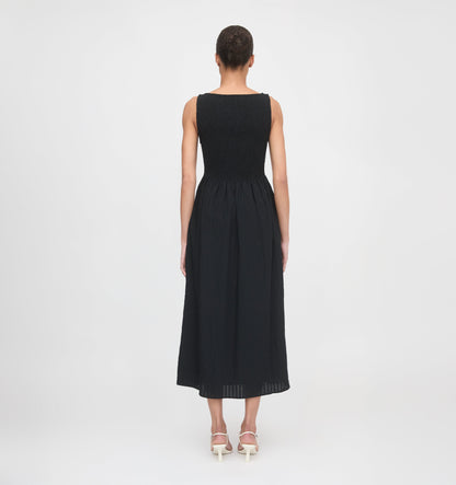 The Cosima Nap Dress - Black Tonal Seersucker