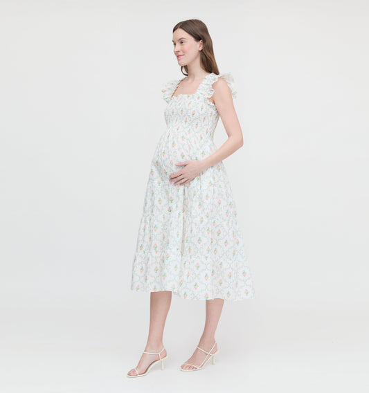 The Maternity Ellie Nap Dress - Pastel Trellis