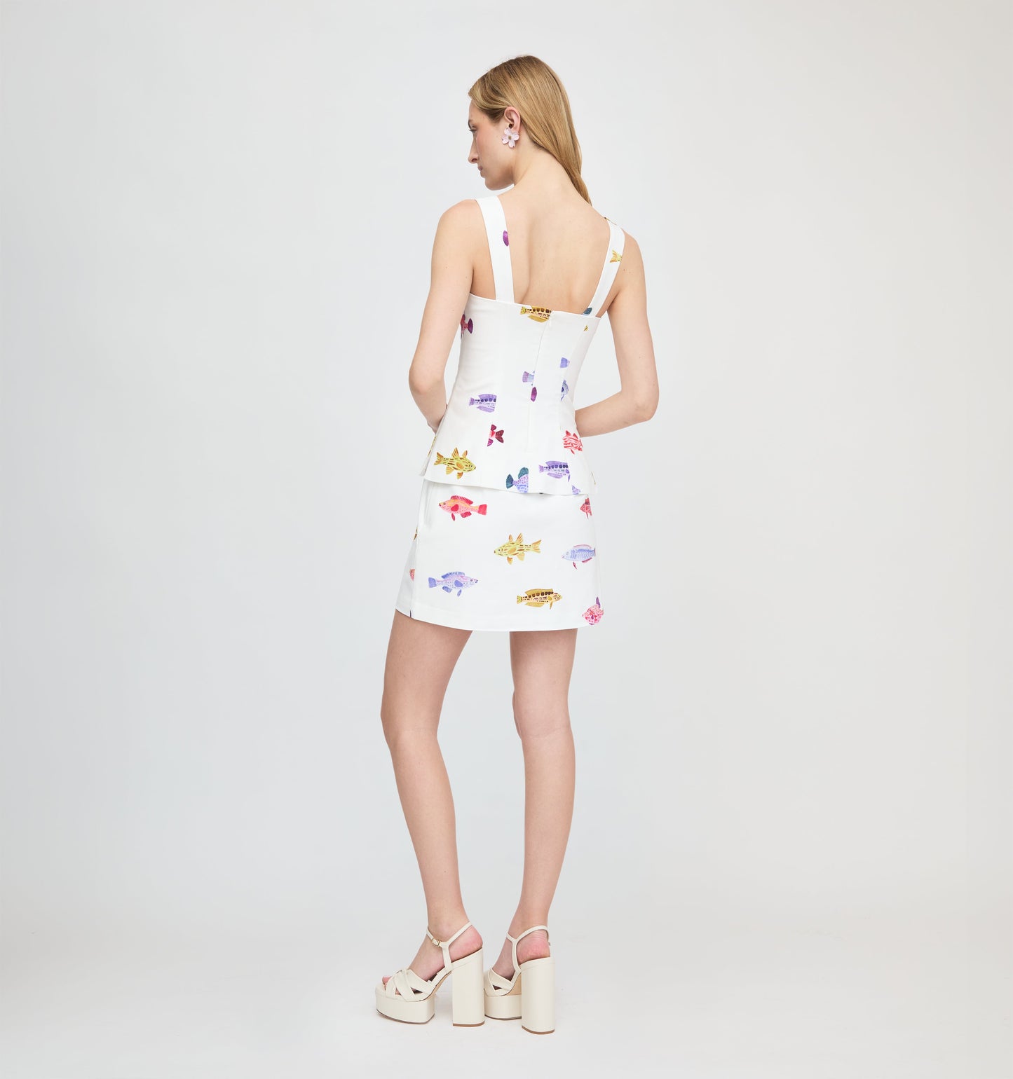 The Hallie Skirt - White Rainbow Fish