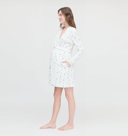 The Maternity Ivory Robe - Pastel Trellis