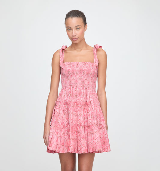 The Ribbon Charlotte Nap Dress - Pink Palm Ikat