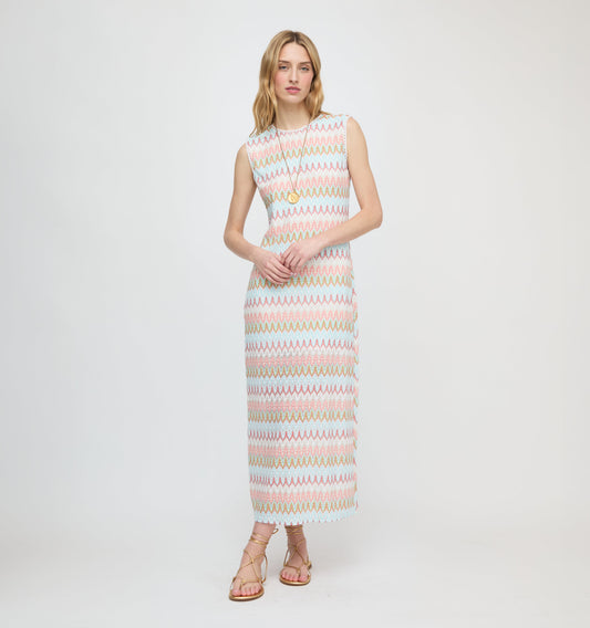 The Taytum Dress - White Multi Smooth Shimmer Knit