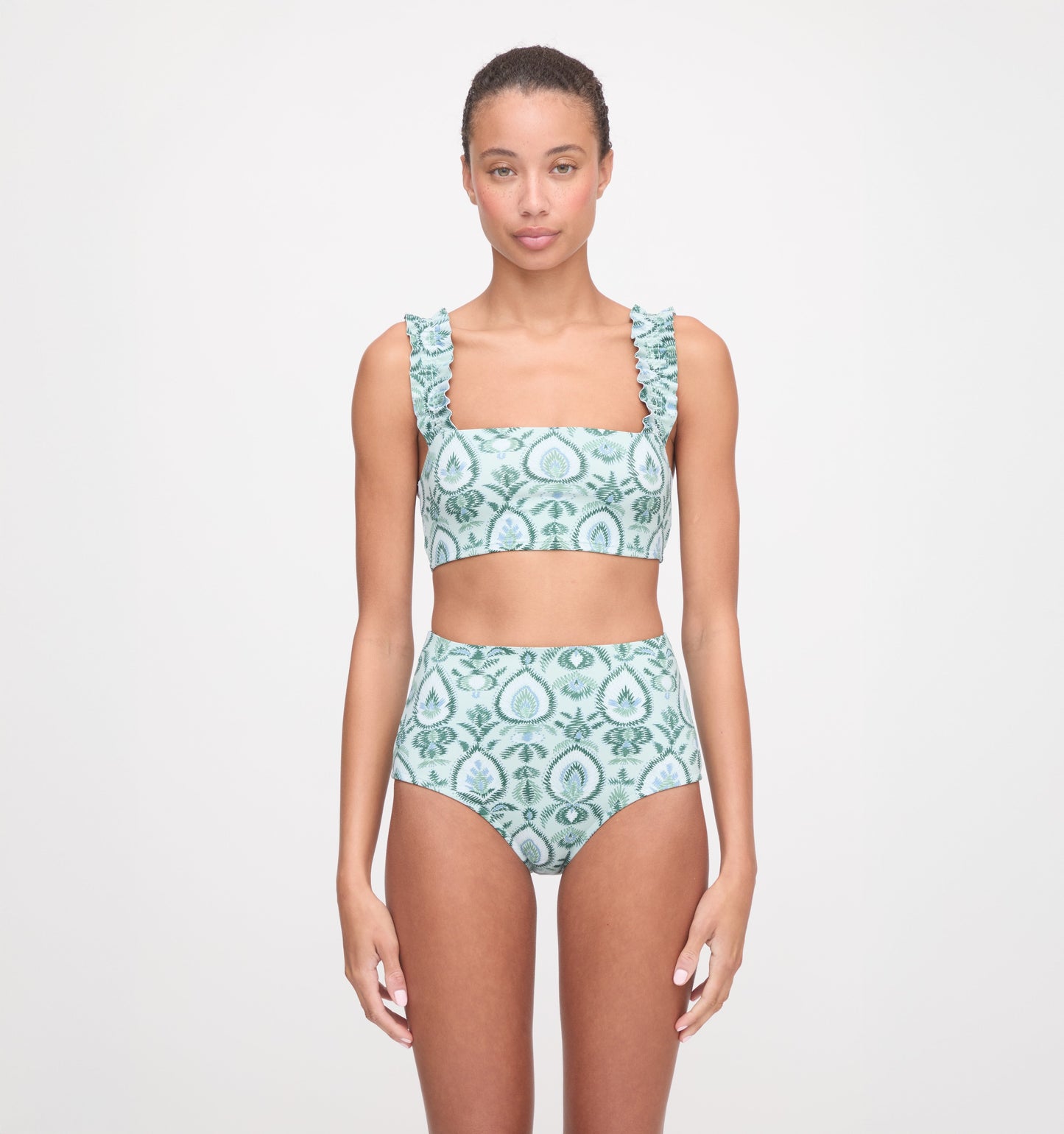 The Teagan Bikini Set - Green Palm Ikat