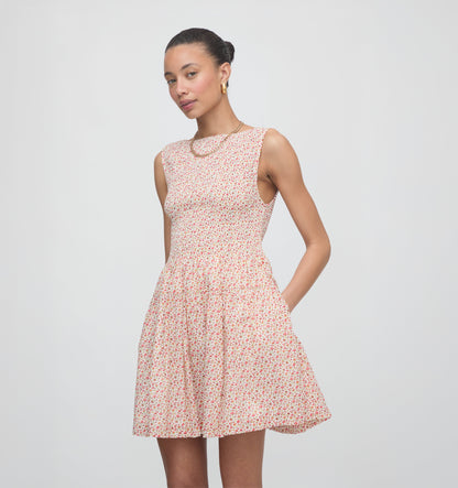 The Cosima Mini Nap Dress - Ivory Geo Ditsy