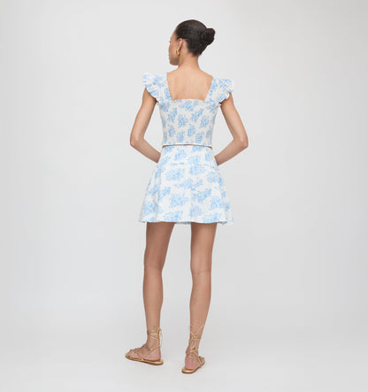 Roller Rabbit x Hill House The Delphine Mini Nap Skirt - Blue Sherwood Forest Monkey