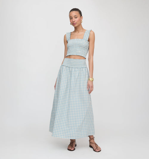 The Delphine Nap Skirt - Blue/Red Gingham