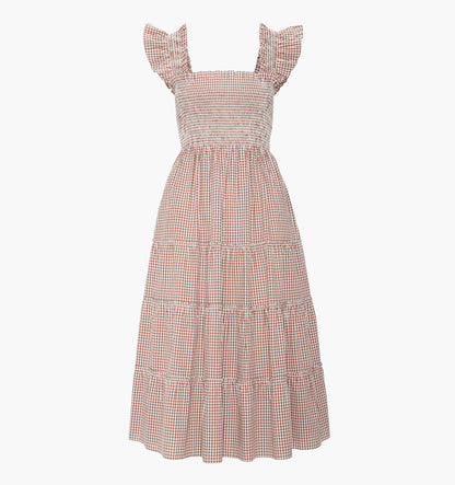 The Ellie Nap Dress - Cognac Gingham