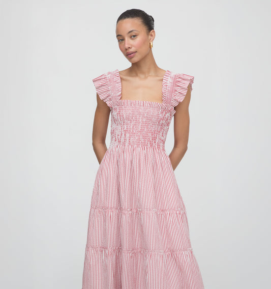 The Ellie Nap Dress - Red Ticking Stripe
