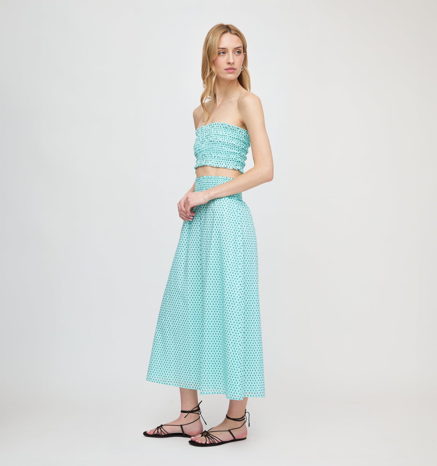 The June Nap Top - Teal Poppy Half Drop