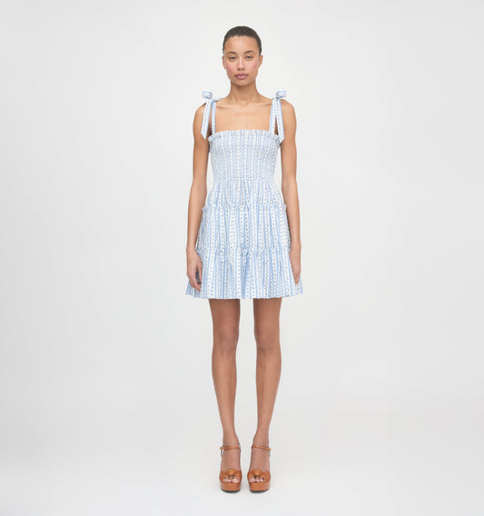 The Ribbon Charlotte Nap Dress - Blue Petal Stripe