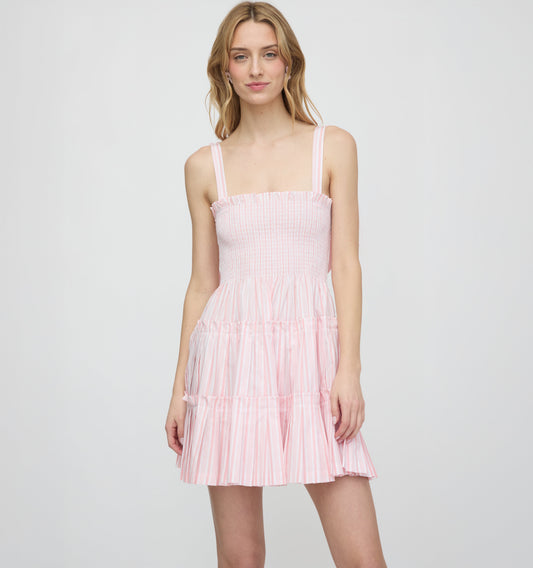 The Ribbon Charlotte Nap Dress - Pink Variegated Stripe