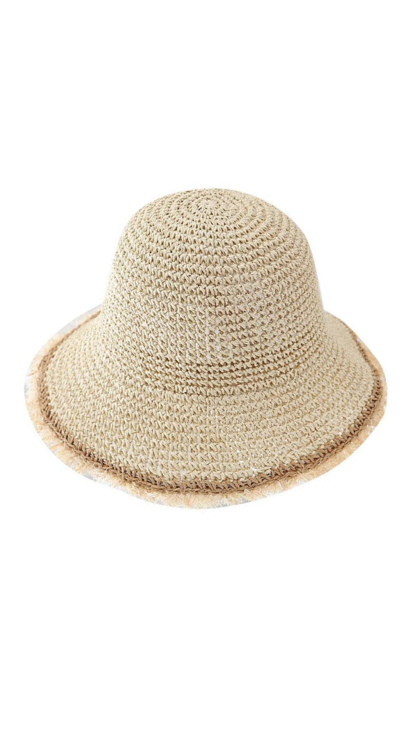 Fashion Wide Brimmed Woven Straw Bucket Hat