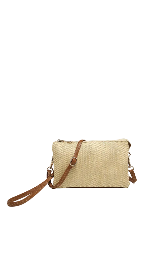 Micro Crossbody Straw Wristlet Bag