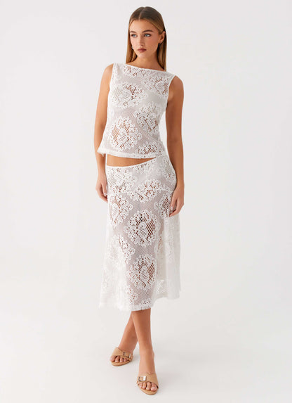 Virelle Lace Midi Skirt - Ivory