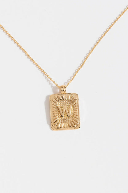 Gold Burst Initial Tag Necklace