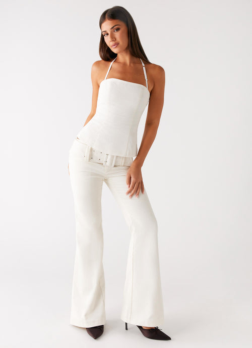 Zadie Low Rise Cord Jeans - Pearl