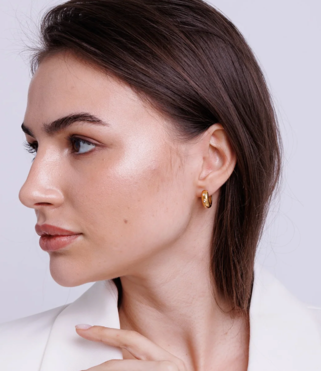 Chubby Hoop Earring-Evil Eye