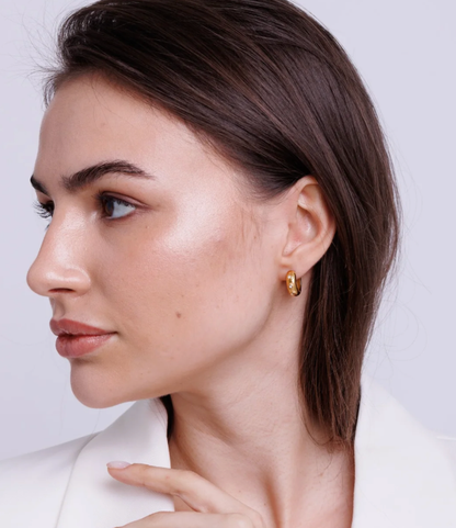 Chubby Hoop Earring-Evil Eye