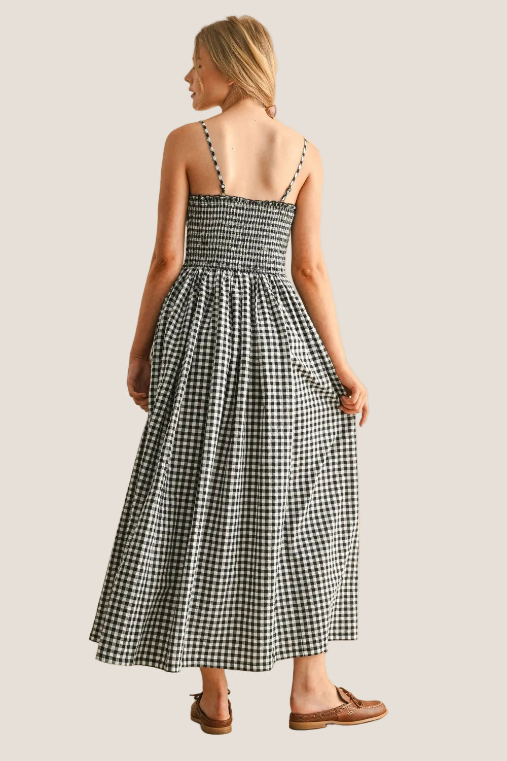 Gingham Print Long Dress