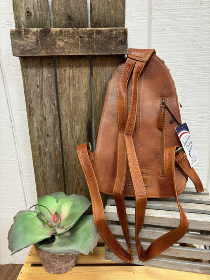 American Darling Genuine Tooled Leather Cowhide Hair-On Conceal Carry Sling Backpack ADBG1521-Painted Cowgirl Western Store