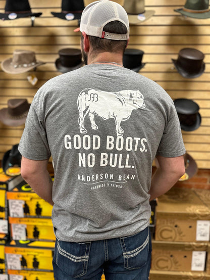 Anderson Bean Heather Grey "Good Boots No Bull" Tee-Painted Cowgirl Western Store