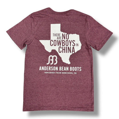 Anderson Bean Heather Maroon "No Cowboys In China" Tee-Painted Cowgirl Western Store