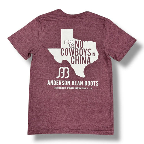 Anderson Bean Heather Maroon "No Cowboys In China" Tee-Painted Cowgirl Western Store