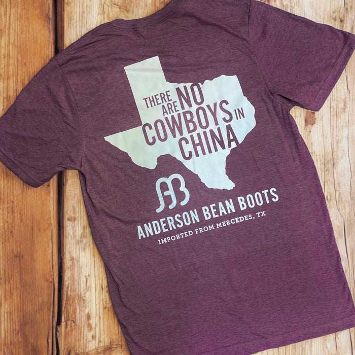 Anderson Bean Heather Maroon "No Cowboys In China" Tee-Painted Cowgirl Western Store