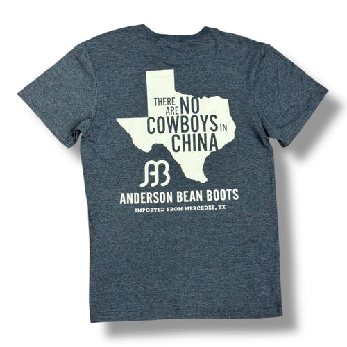 Anderson Bean Heather Navy "No Cowboys In China" Tee-Painted Cowgirl Western Store
