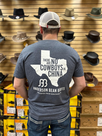 Anderson Bean Heather Navy "No Cowboys In China" Tee-Painted Cowgirl Western Store
