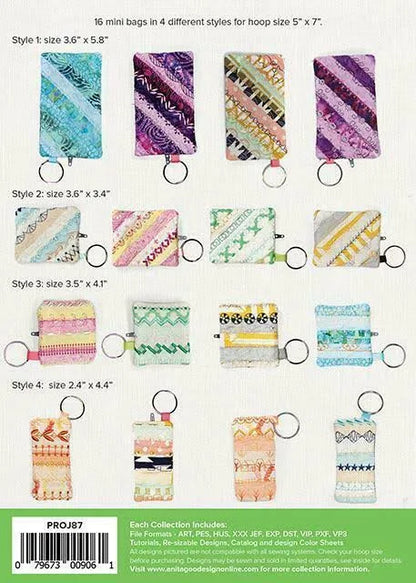 Anita Goodesign Crazy Stitch Keychain Bags