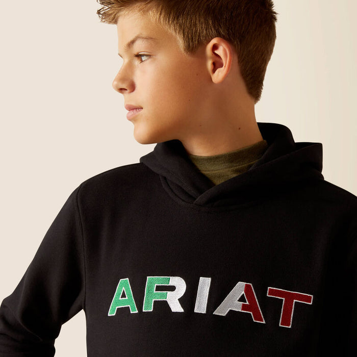 Ariat Boy's Black Mexico Logo Hoodie 10046471-Painted Cowgirl Western Store