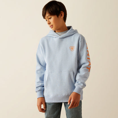 Ariat Boy's Light Blue Heather Logo Hoodie 10055412-Painted Cowgirl Western Store