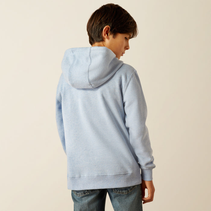 Ariat Boy's Light Blue Heather Logo Hoodie 10055412-Painted Cowgirl Western Store