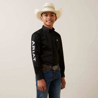 Ariat Boy's Team Logo Twill Long Sleeve Black Western Shirt 10045426-Painted Cowgirl Western Store