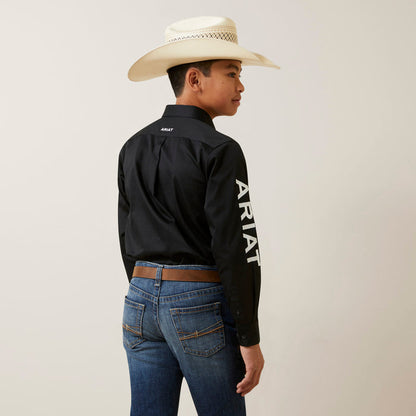 Ariat Boy's Team Logo Twill Long Sleeve Black Western Shirt 10045426-Painted Cowgirl Western Store
