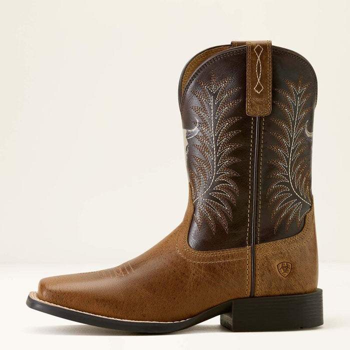 Ariat Children’s/Youth Stampede Brown Steer Skull Wide Square Toe Cowboy Boots 10063827