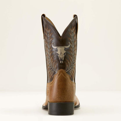 Ariat Children’s/Youth Stampede Brown Steer Skull Wide Square Toe Cowboy Boots 10063827