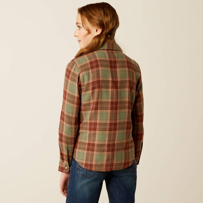 Ariat Girl's Ava Oakwood Plaid Long Sleeve Snap Western Shirt 10054009-Painted Cowgirl Western Store